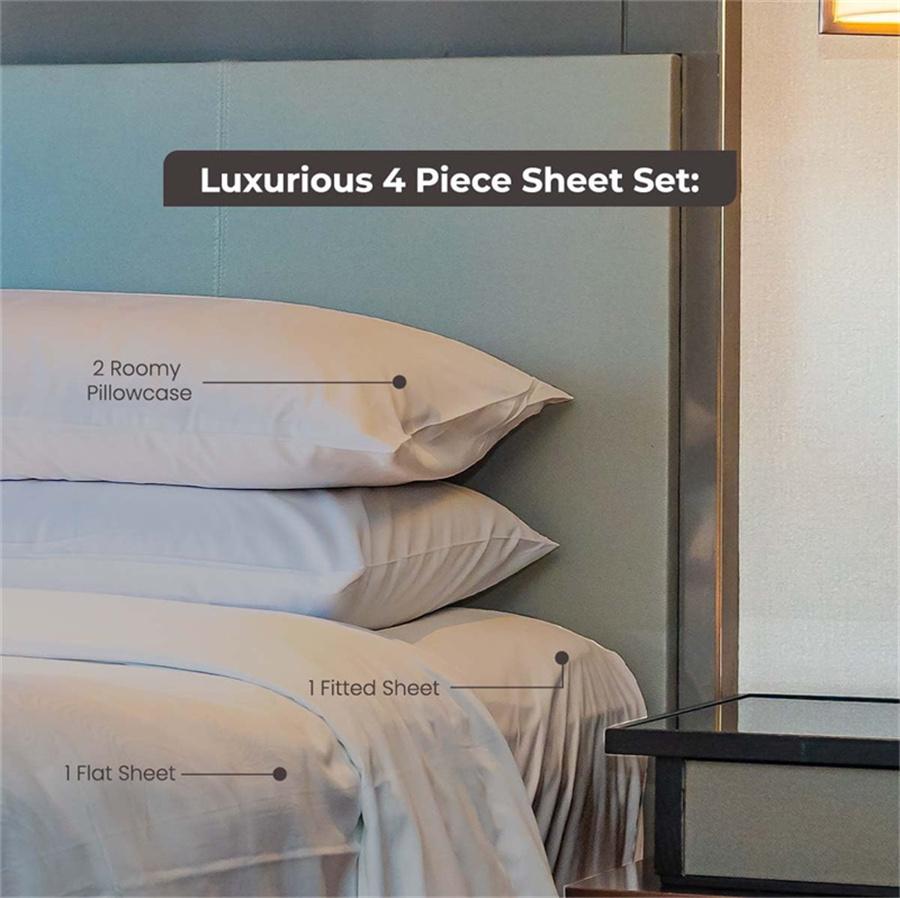 Weiches 100% ägyptische Baumwolle Bettwäscheset, 1000 Fadenzahl 4/6-teiliges Bettwäscheset, Luxuriös seidig Spann- und Bettlaken Kissenbezug