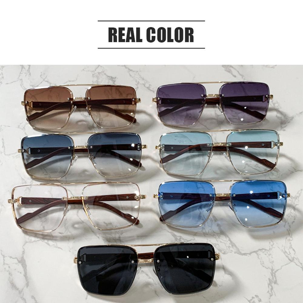 Fashion Retro Pilot Gradient Shades Women New Trendy Wooden Travelling Decor Sunglasses Chic Metal Rim Men's Sun Glasses
