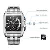 Megir Blau Edelstahl Männer Uhr Rechteck Große Zifferblatt Business Quarz männer Armbanduhren Relogio Masculino Militär Uhr Mann