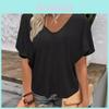 Casual Summer T Shirt With V Neck Short Sleeve Cotton Polyester Fabric For Comfortable Daily Wear