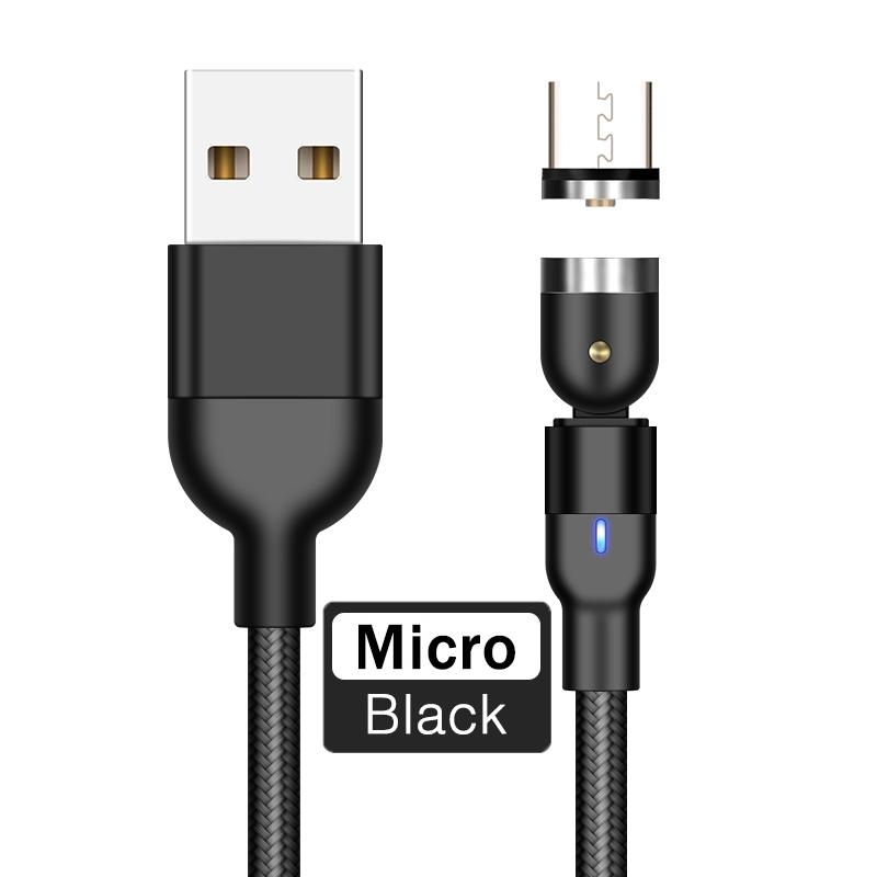 ROCK Magnetic USB Cable For iPhone Charger 540 Degree Rotate USB Type C Cable For Xiaomi Samsung Magnet Charge Micro USB Cable