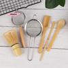 4Pcs Handmade Bamboo Matcha Whisk Set with Traditional Deep Scoop Tea Strainer Clear Storage Holder for Matcha Preparation