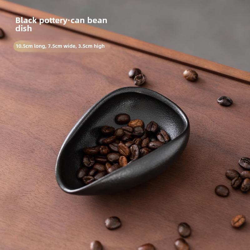 

Поднос для чая из черной керамики и набор ложек цвета морской волны — стиль ретро-кунг-фу Pottery