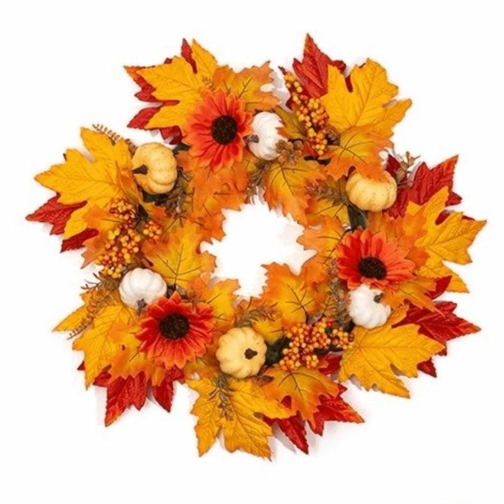 Autumn Maple Leaf Door Wreath Rustic Style Artificial Wreath Fall Wreath Farmhouse Decor