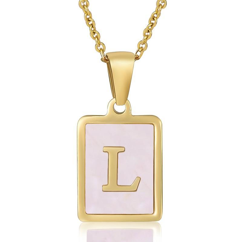 26 English Letter Necklace Women's Versatile 18K Natural Pink Shell Pendant Collarbone Chain 2026