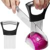 Stainless Steel Onion Cutter Holder Food Slicers Assistant Tomato Onion Slicer Holder Vegetables Cutting Fork Kitchen Gadgets