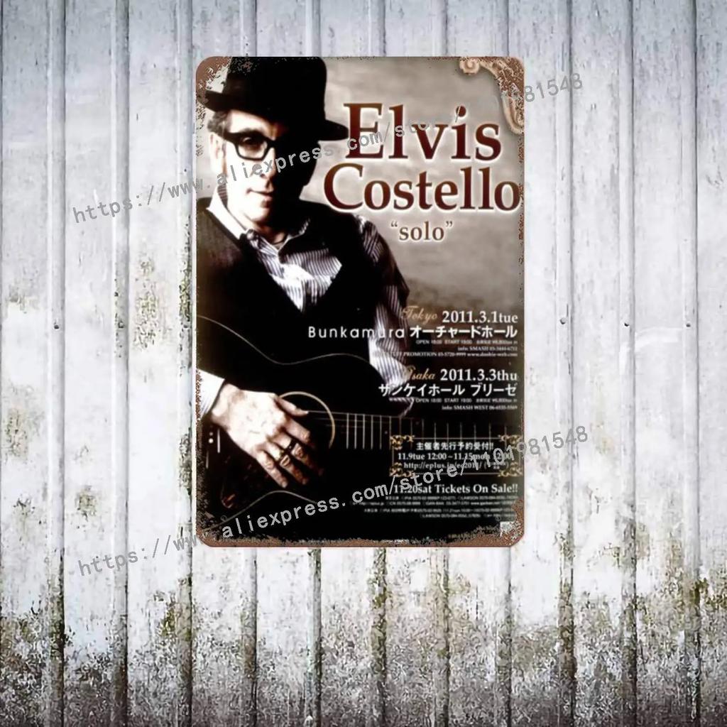 Elvis Costello & The Attractions Band Decor Poster Vintage Tin Sign Metal Sign Decorative Plaque for Pub Bar Man Cave Club Wall