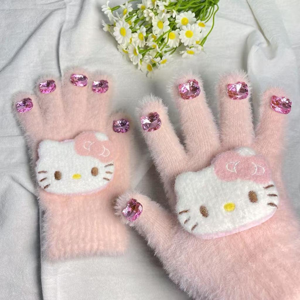 Cute Kitty Winter Warm Plush Gloves for Girls