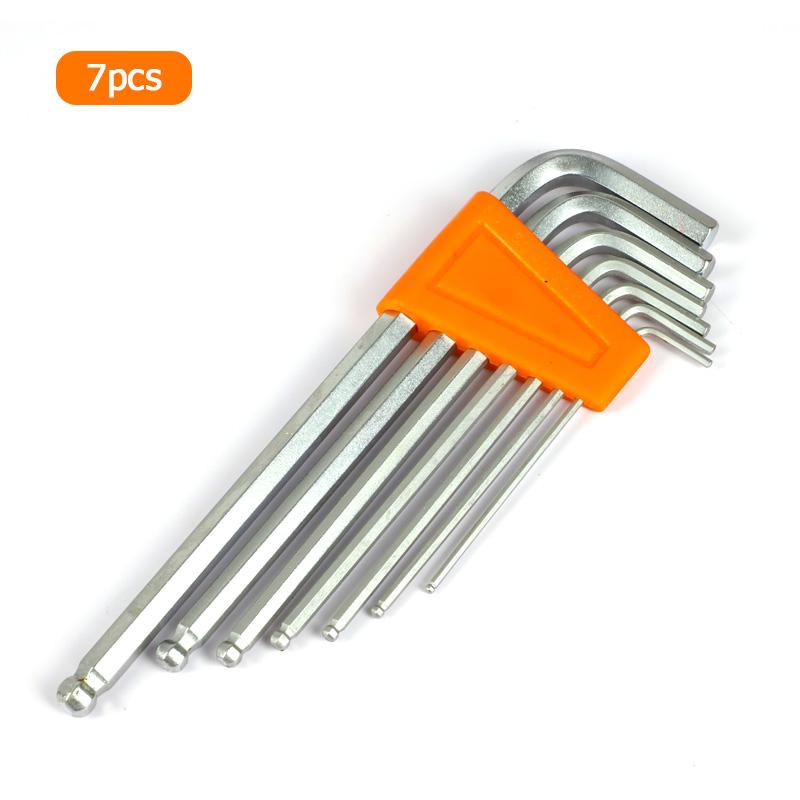7/8/9pcs Long Ball Point Hex Key Allen Wrench Set CRV Steel 1.5mm 2mm 2.5mm 3mm 4mm 5mm 6mm 8mm 10mm Ball End Allen Key Set