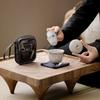 Ceramic hand-painted portable travel tea set, one pot and two cups of hand-held express cup, travel camping outdoor tea cup
