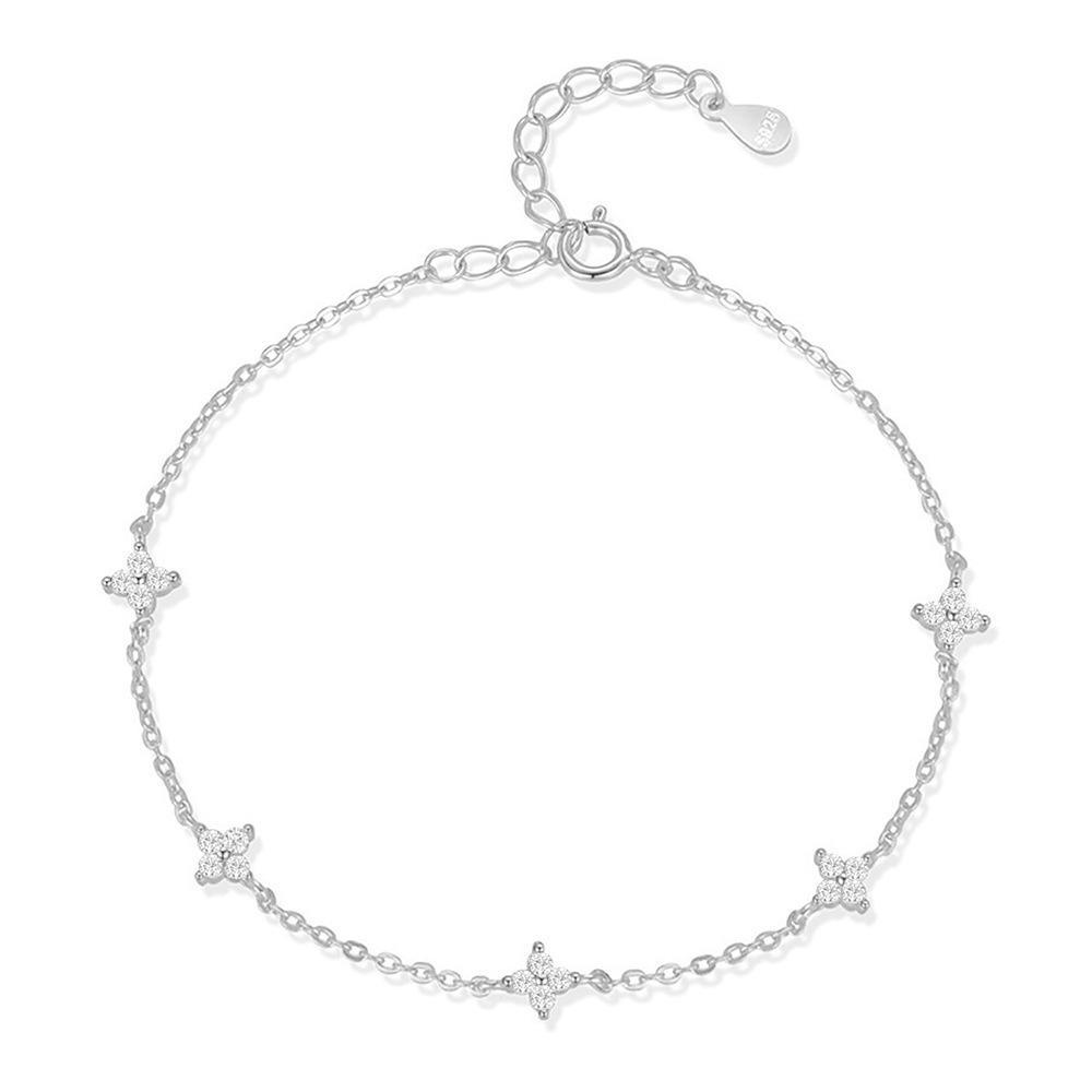 S925 Sterling Silver Diamond Flower Bracelet: Elegant  Charming Women s Jewelry 925 Silver платиновый