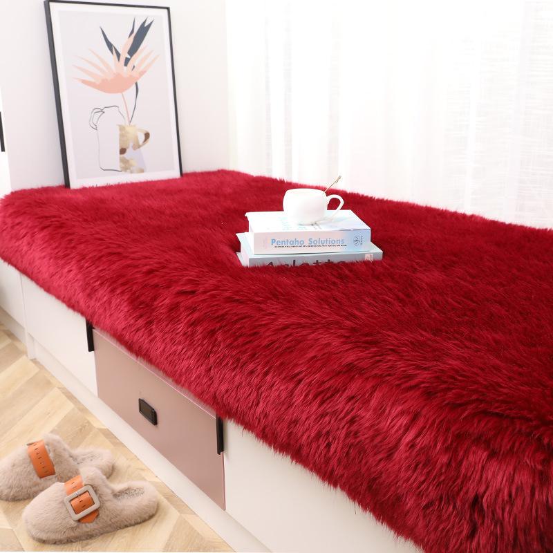 Mehrfarbiger rutschfester dekorativer Schlafzimmerteppich - Imitationswolle, Hochflor, Weiche Bodenmatte für Zuhause und Erker