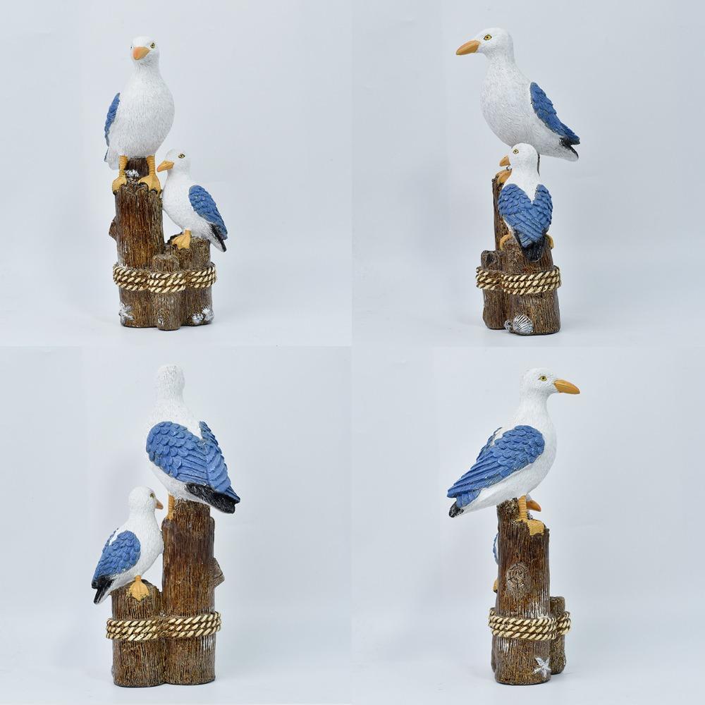 Waterproof Resin Seagull Figurine Handmade Small Sea Bird Statue  Children's Room