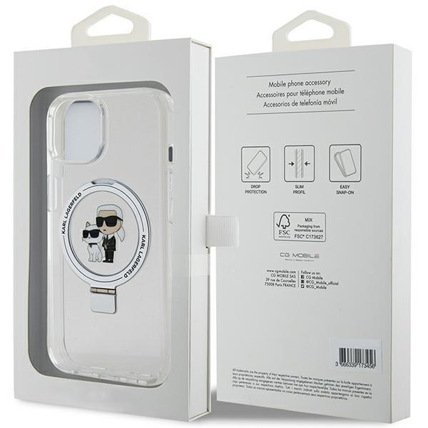 Karl Lagerfeld Klhmp14Shmrskch Iphone 14 / 15 / 13 6.1 Biały/White Hardcase Ring Stand Karl&Choupettte Magsafe