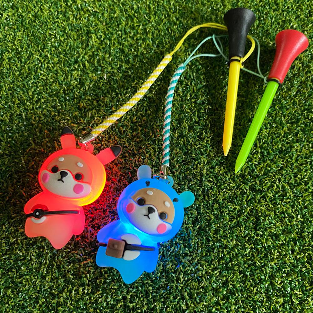 1Pcs Golf Rubber Tees With Flashing Light Cartoon Cute Prevent Loss Golf Ball Holder With Braided Rope Color Random