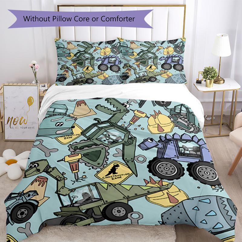 3pcs Cute Cars Bedding Set Duvet Cover Closure Includes 1 Duvet Cover & 2 Pillowcases, Soft and Comfortable for All Seasons.