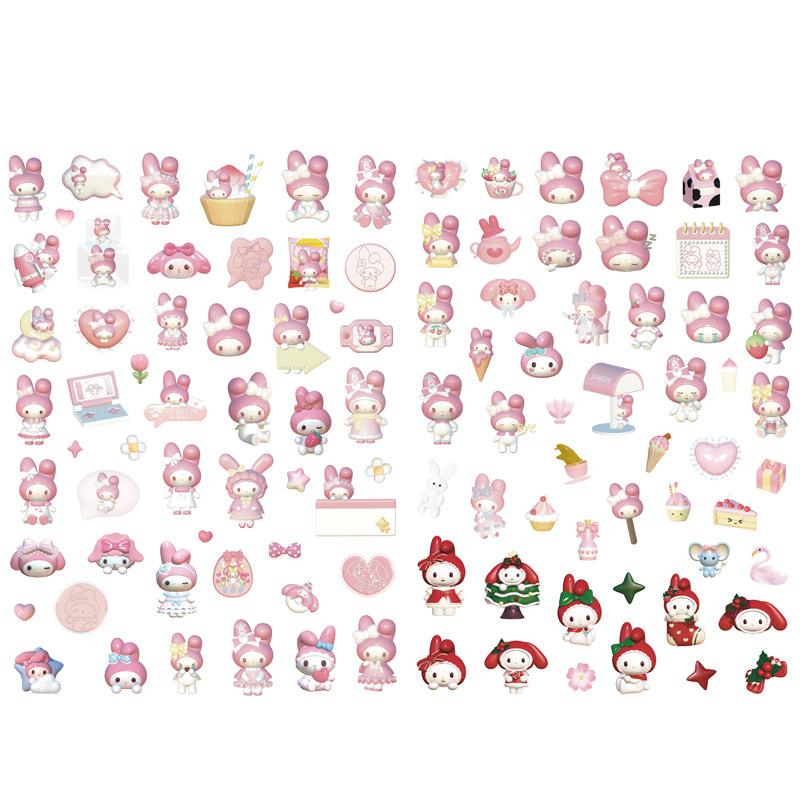 50 100Pcs Sanrio Laptop Stickers Cartoon Hello Kitty Cinnamoroll Kuromi Melody Cute Suitcase Guitar Waterproof Sticker Toys