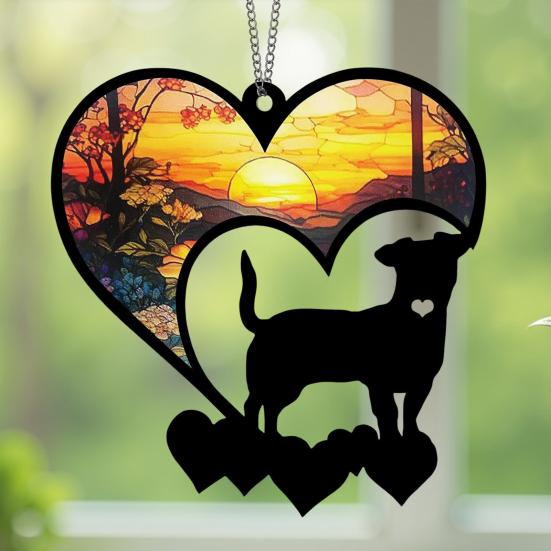 Pet Memorial Sun Catcher Dog Cat Suncatcher Pet Memorial Keepsake Stained Glass Style Hanging Decoration for Loss of Dog Sympathy Gift
