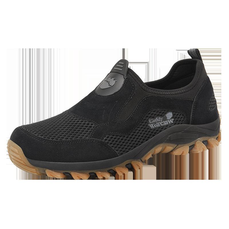 Summer breathable and non-smelly mesh shoes men's beef tendon soles waterproof and non-slip sports shoes large size middle-aged dad shoes travel shoe