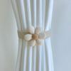 Cute Khaki White Warm Color Plush Bear Flower Curtain Tie Kids Girl Bedroom Livingroom Curtain Folding Bind Rope Home Decoration