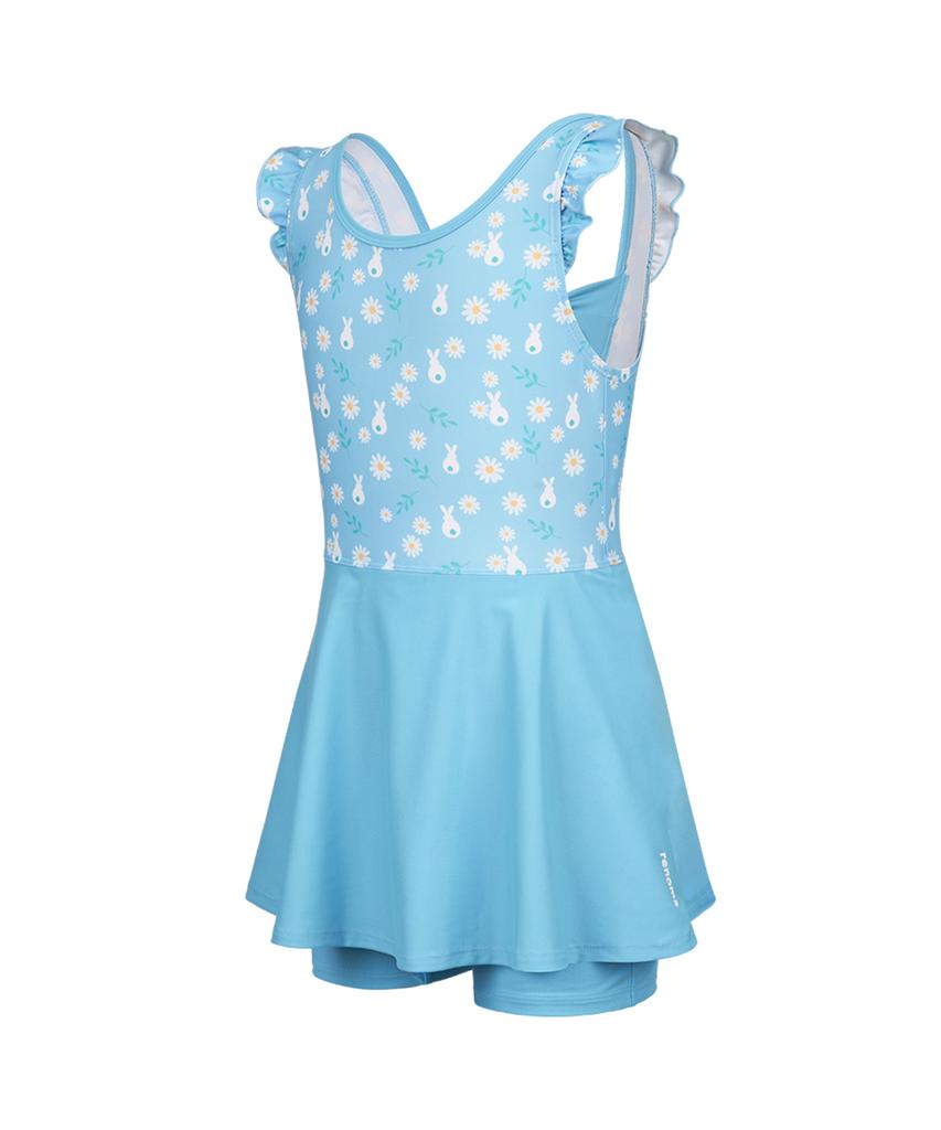 Lenomasuyeongbog Girls' Rabbit Ribbon U-Back One-Piece Swimsuit Sky Blue Rn-Gs2G502-Sb