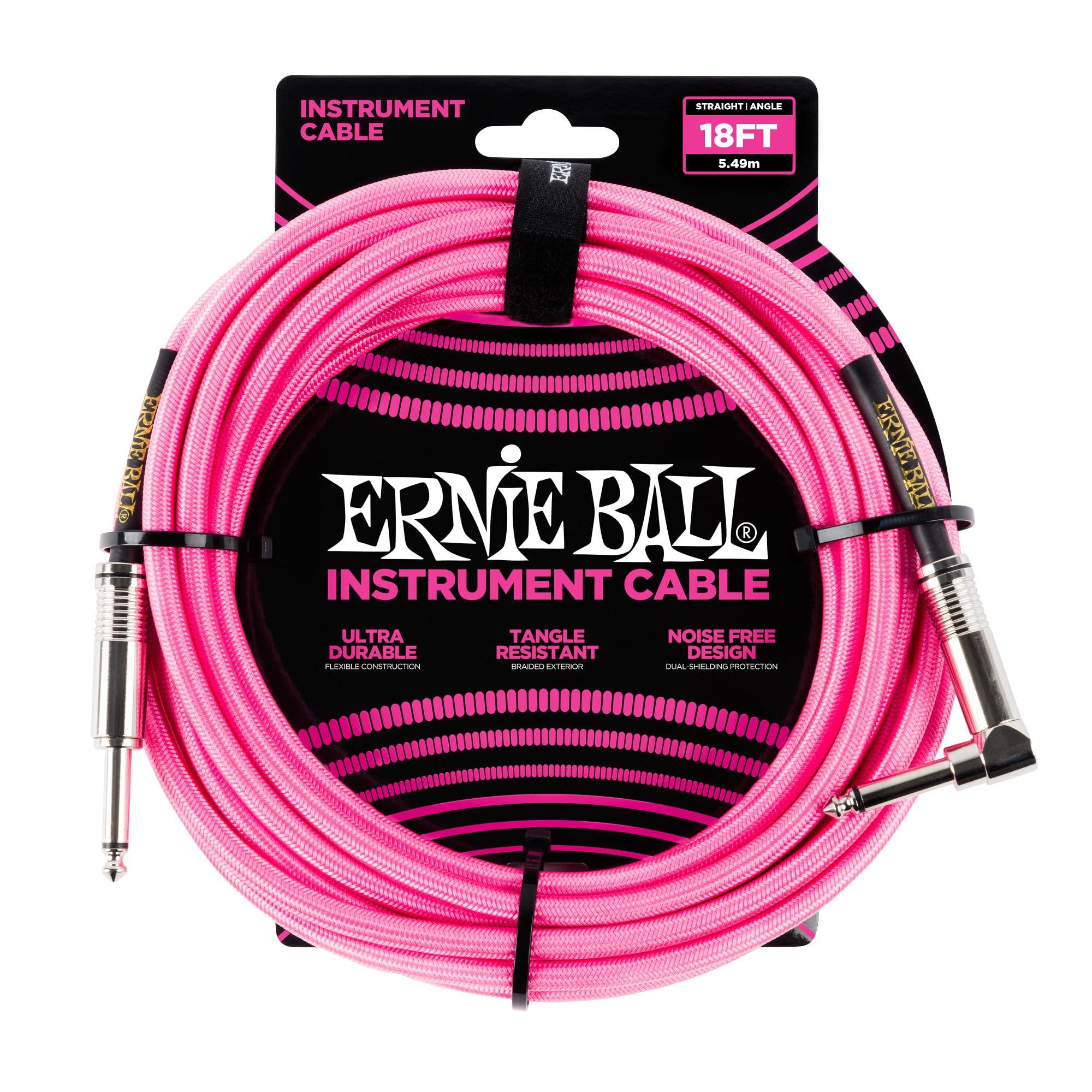 

ERNIE BALL 6083 Музыкальный инструментальный экранированный кабель 18 футов ПЛЕТЕННЫЙ ИНСТРУМЕНТАЛЬНЫЙ КАБЕЛЬ Неоновый розовый [Оригинальный продукт] 5,49 м