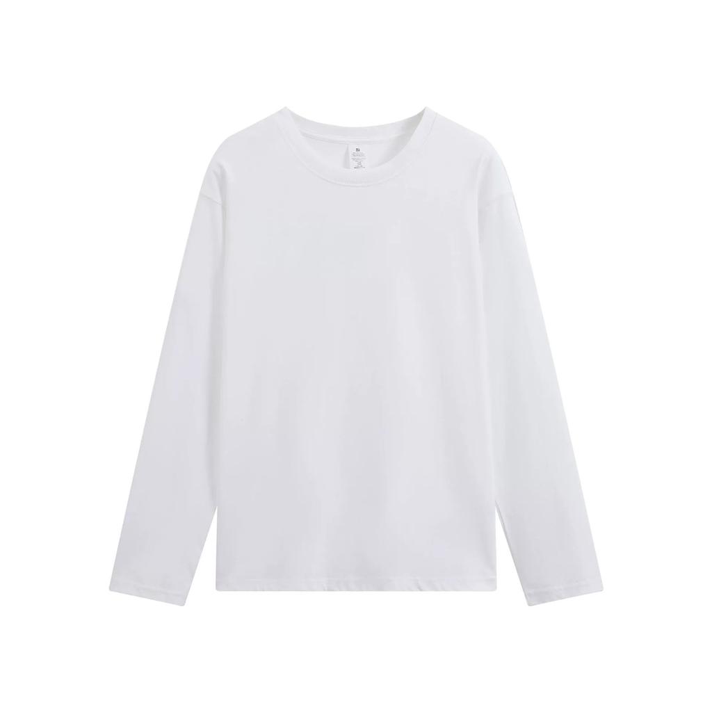 Minimalist Fashion Base Layer Women's Autumn Long-Sleeve Pure Cotton Straight-Shoulder T-Shirt Men's Crew Neck Solid Color Basic Couple's Sweatshirt