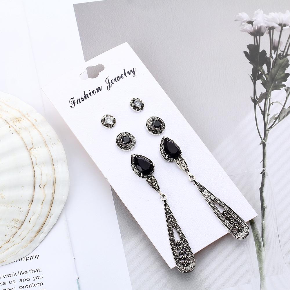 4 Pair Retro Bohemia Style Long Earring Set Modern All-match Eardrop Ornament