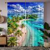 Sea View Pattern Printed Curtains   Pole Bag Curtains   Christmas Decorations   Daily Home Decorations   Room Decorations