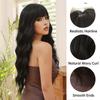 LOUIS FERRE Black Wavy Synthetic Wigs for Women Natural Long Hair With Bangs Heat Resistant Fiber Wig for Daily Use