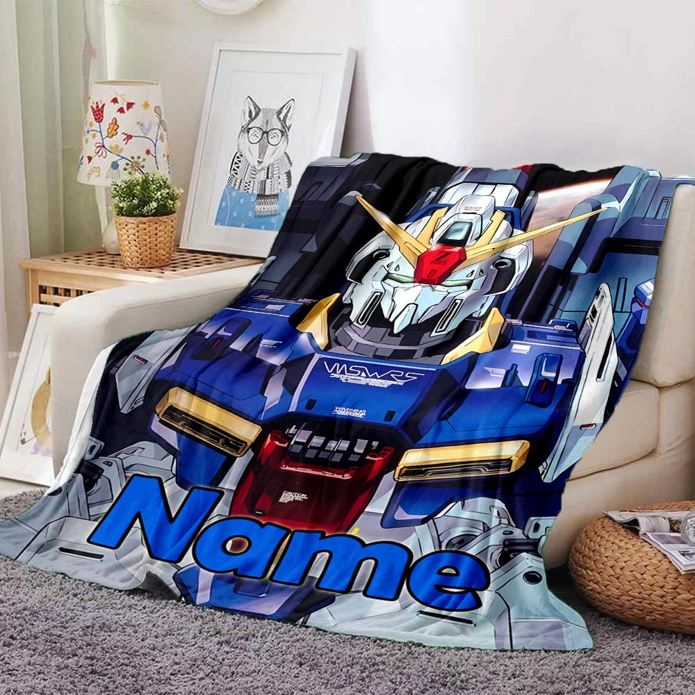 Customiz Name Personality Gundam Blanket Soft &Warm Sofa Office Bed Travel Lunch Break Blanket, Gift Suitable All Seasons