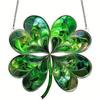 2D plochý tisk smaragdový čtyřlístek přívěsek, lapač slunce, okenní závěsná dekorace, vhodný pro zahradu, verandu, ložnici, kancelář, domov a venkovní použití