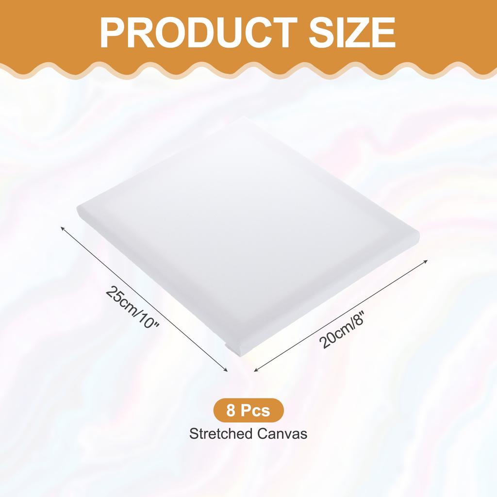 8Pcs White Stretched Canvas for Painting 10cm-30cm Blank Artist Boards Profile Cotton Canvas Panels for Beginners Professionals
