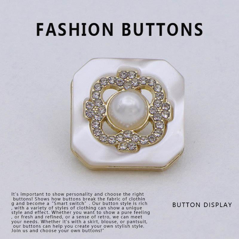10Pcs Pearl Buttons Diamond-Encrusted Women'S High-End Sweater Delicate Cardigan Cashmere Clothes Metal Buttons