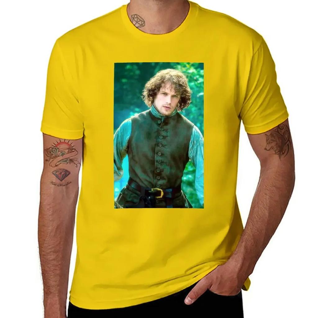 Sam Heughan T-shirt nieuwe editie schattige tops Koreaanse mode t-shirts voor mannen pak