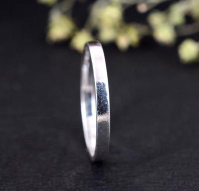 Dainty Silver Stacking Ring | Minimalist Plain Band | Simple Sterling Silver Everyday Ring | Thin Wedding Band Gift for Her