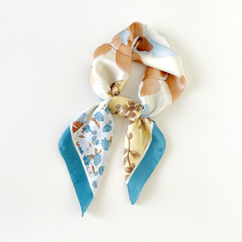 

New Spring and Summer Scarf Yellow Pastoral Floral Scarf Scarf Professional Decorative Shirt Scarf Shawl 70*70