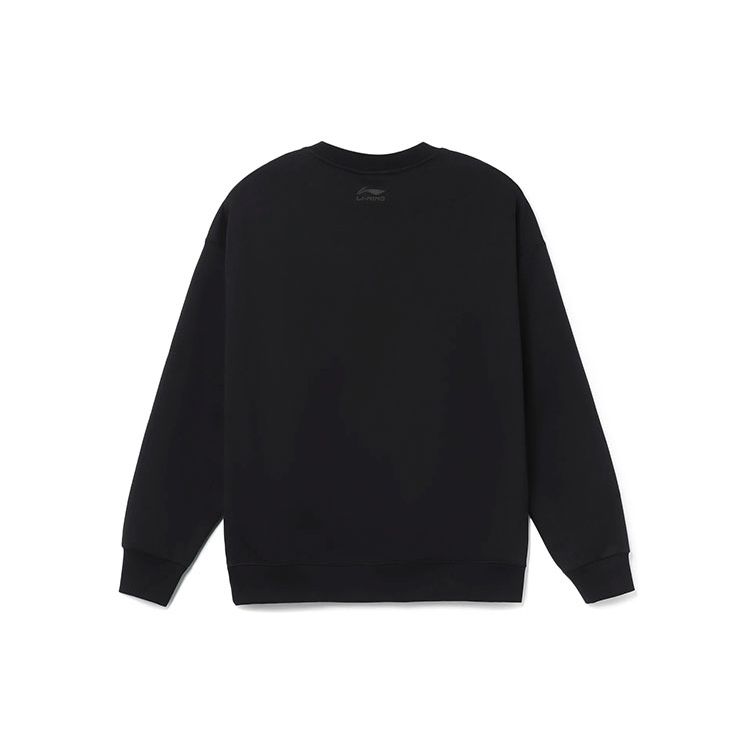 Li Ning X Disney Collaboration Sports Trend Series Cartoon Print Loose Fleece Crewneck Sweatshirt Unisex sweatshirt Black AWDR685-3