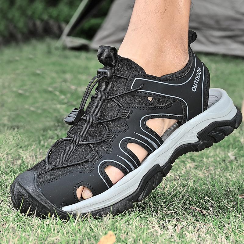 New summer men's bag head sandals breathable live broadcast explosion casual large size beach shoes hollow mesh shoes