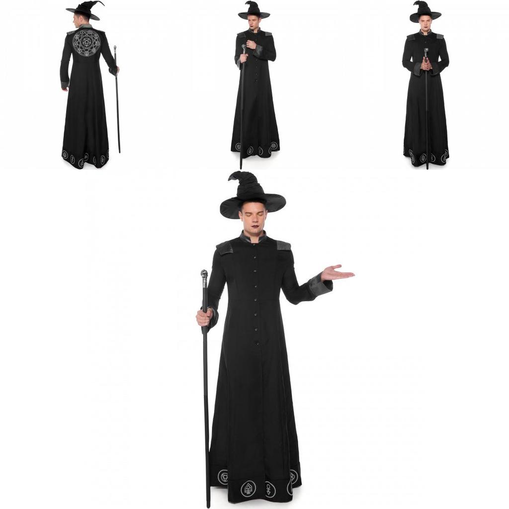 Classic Black Wizard Costume For Men Perfect For Halloween Parties And Cosplay Events
