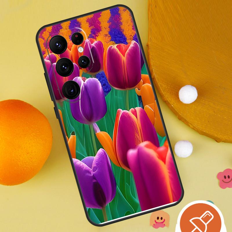 Tulip Flower Phone Case For Samsung Galaxy S25 Ultra S24 S22 S21 Ultra S9 S10 S20 Plus S23 FE Funda Cover