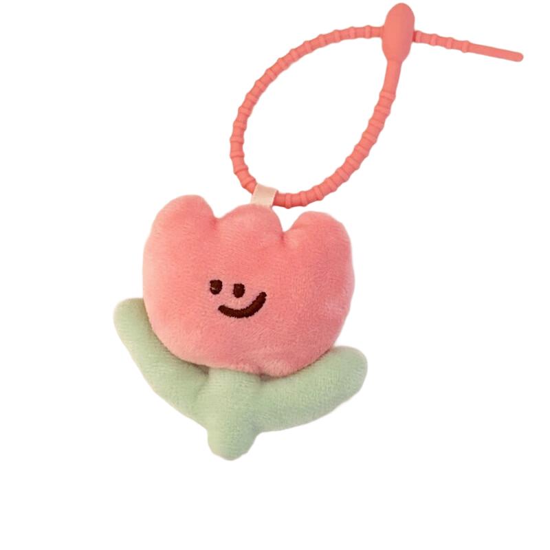 New Cute Flower Keychain Colorful Tulip Plush Key Chain Kawaii Soft Plush Bag Charms For Women Girls Handmade Adorable Gift