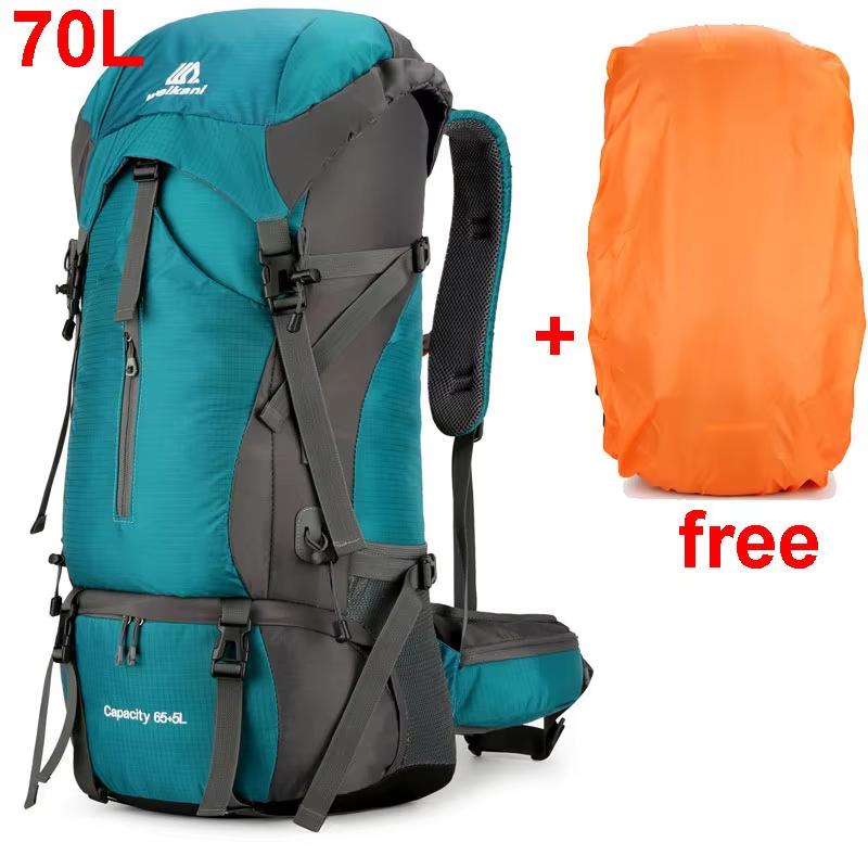 Sac à dos de Camping en Nylon 70L, sac de voyage avec housse de pluie, sac à dos de randonnée en plein air, sac à dos d'alpinisme pour hommes, sacs à bandoulière, bagages
