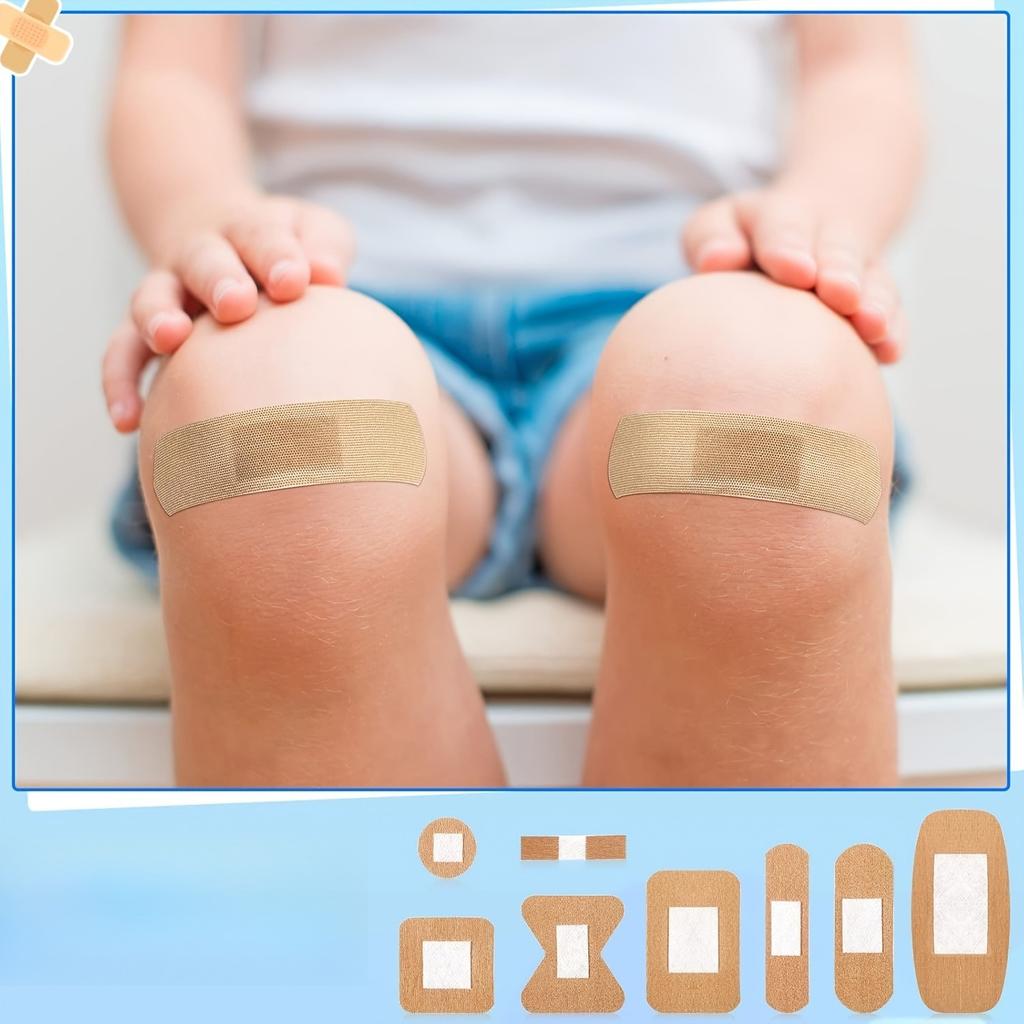 50pcs Fabric Adhesive Bandages - Flexible Breathable First Aid for Fingertip Knuckle Wound Care, Multi-Size Family Emergency Kit