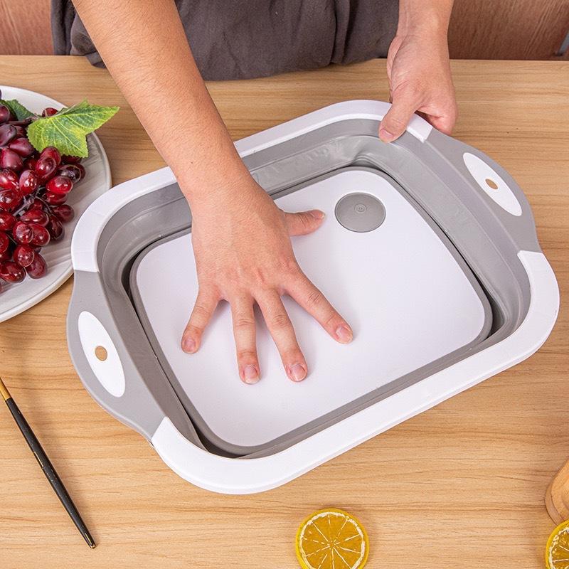 3-In-1 Multifunctional Folding Cutting Board Kitchen Supplies Sink Wash Basin Drain Basket Portable Folding Cutting Board