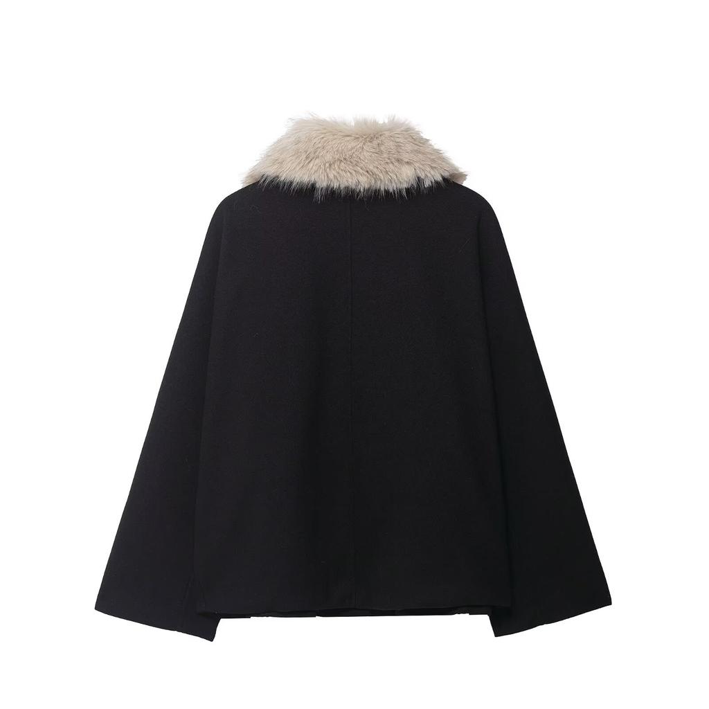 New temperament faux fur effect neckline jacket 7522241
