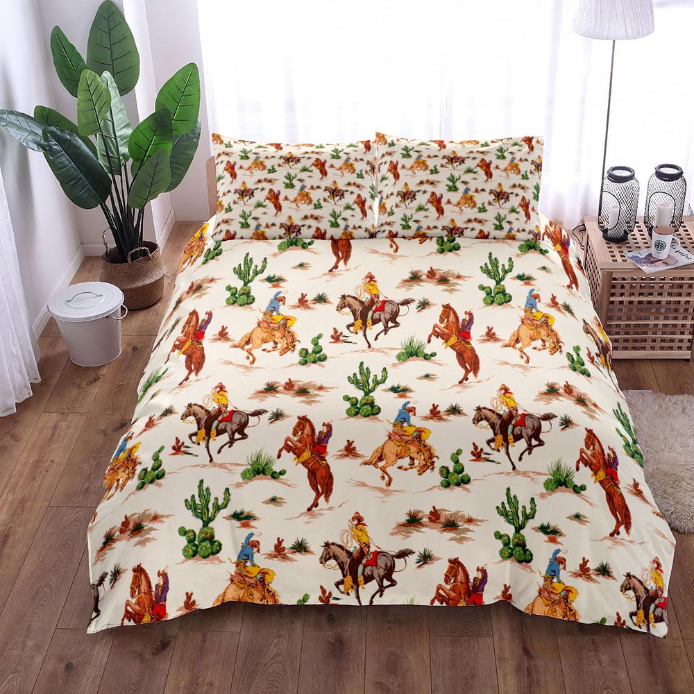 18Bc Retro Hunting Bed Linen Set King Queen Double Full Twin Single Size Duvet Cover Set