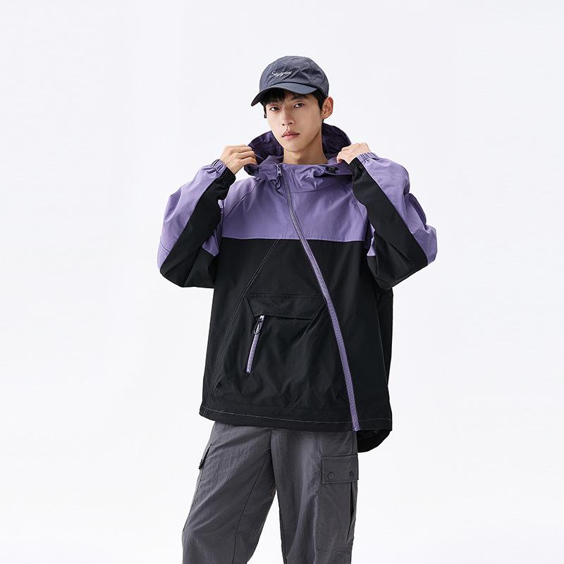 

Men s outdoor softshell jacket jacket men s and women s diagonal zipper loose hooded jacket jacket 3XL