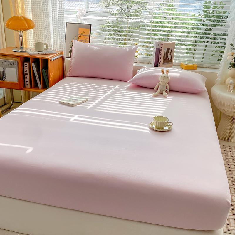 

Мягкая хлопковая простыня с резинками, однотонные нескользящие наматрасники, простыня для двуспальной кровати размера «king-size» 140/160/200 2xPillowcase 48x74cm