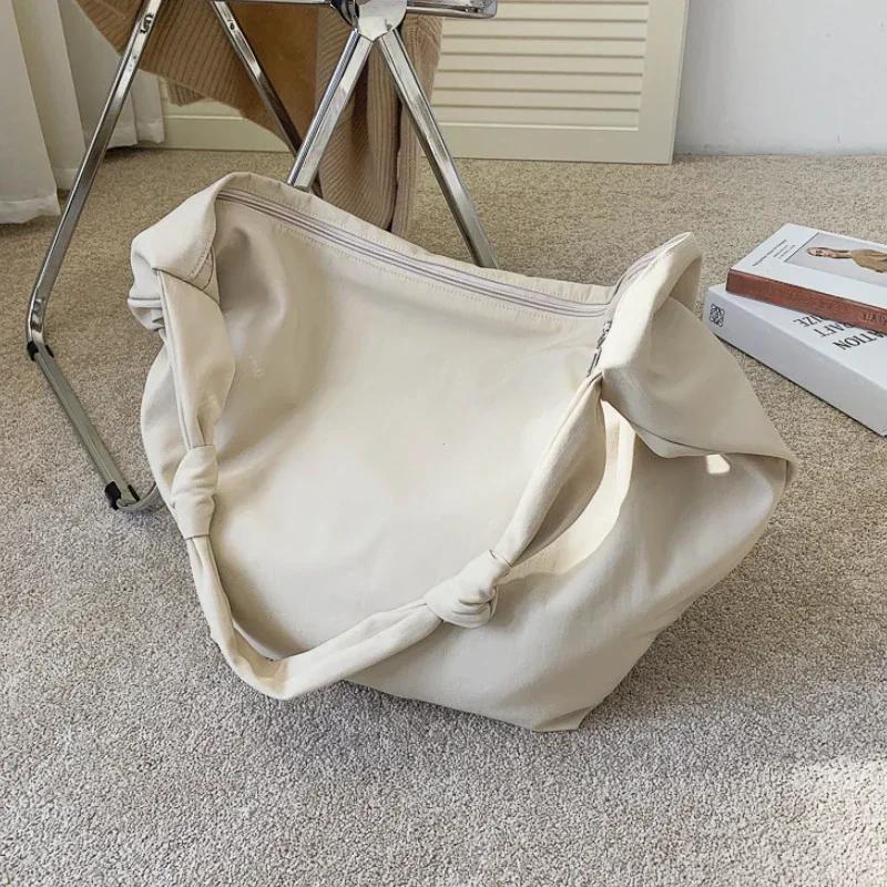 2024 New Canvas Totes Bags Women Casual Wild Ladies Handbags Solid Color Shoulder Women Bag Simple Female Messenger Bag Purses